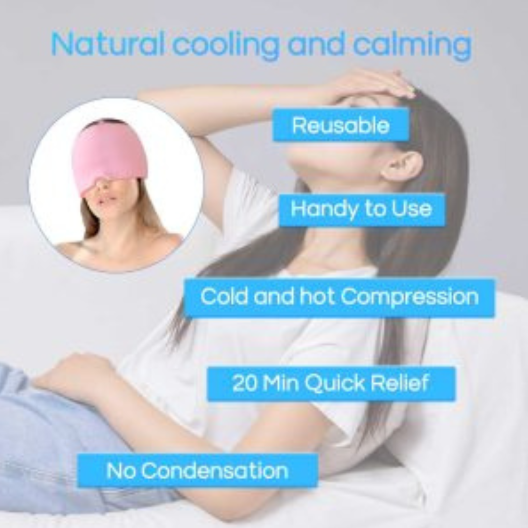 Hot & Cold Migraine Relief Ice Cap | Reusable Headache & Sinus Therapy Mask